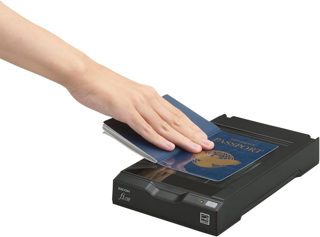 RICOH fi-70F Small Footprint Flatbed A6 Document Scanner for IDs, Passports, Small Cards