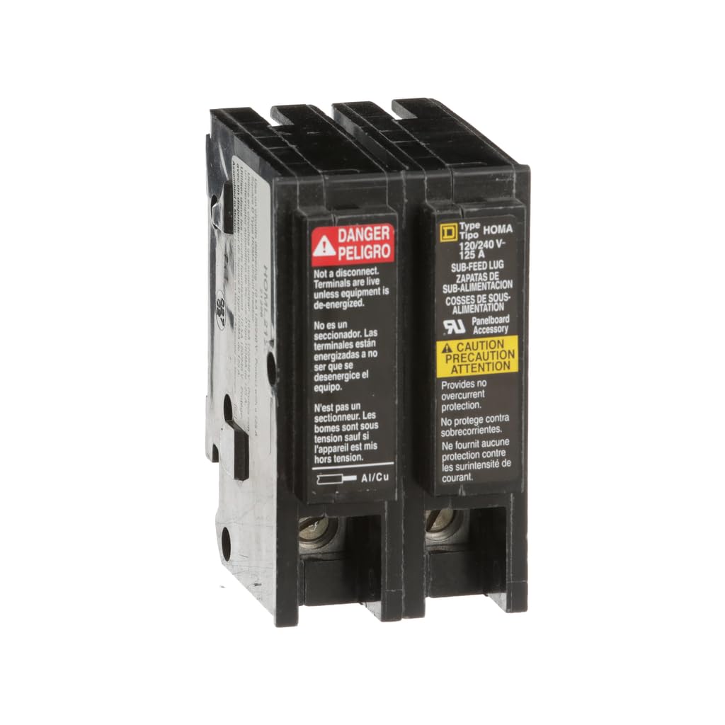 Schneider Electric/Square D HOML2125 Sub-Feed Lug 125 Amp, 2-Pole, Plug-On, Screw Mount,