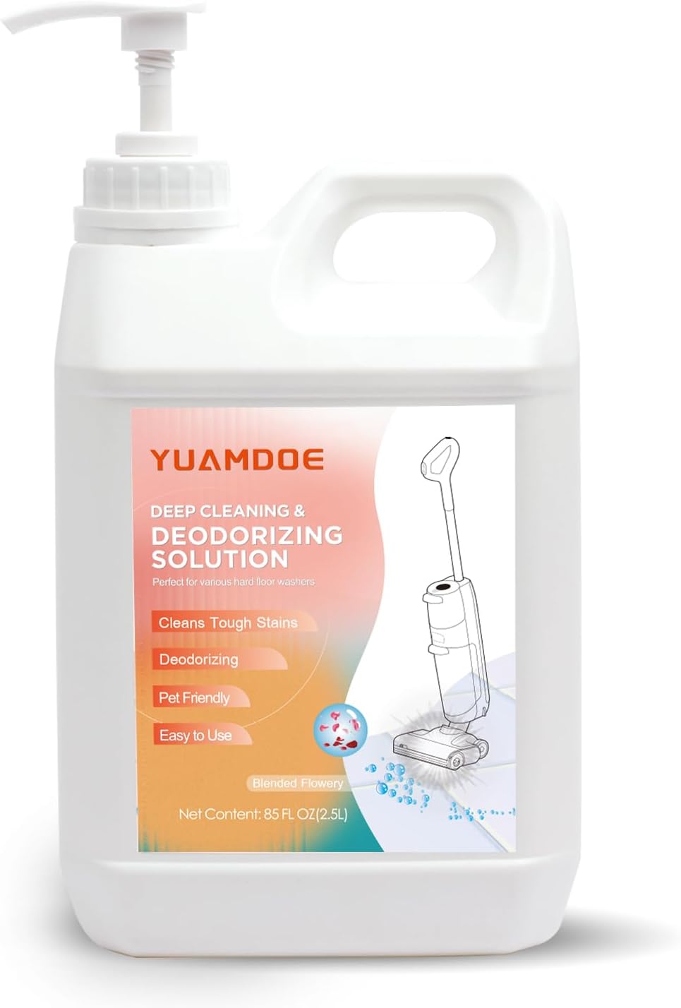 Deep Cleaning&Deodorizing Solution, 85FL OZ/2.5L, Designed for Tineco&Roborock, Compatible with Tineco Floor One, iFloor Series, Roborock S8&S7 Serires,Q Revo, Q Series, Blended Flowery