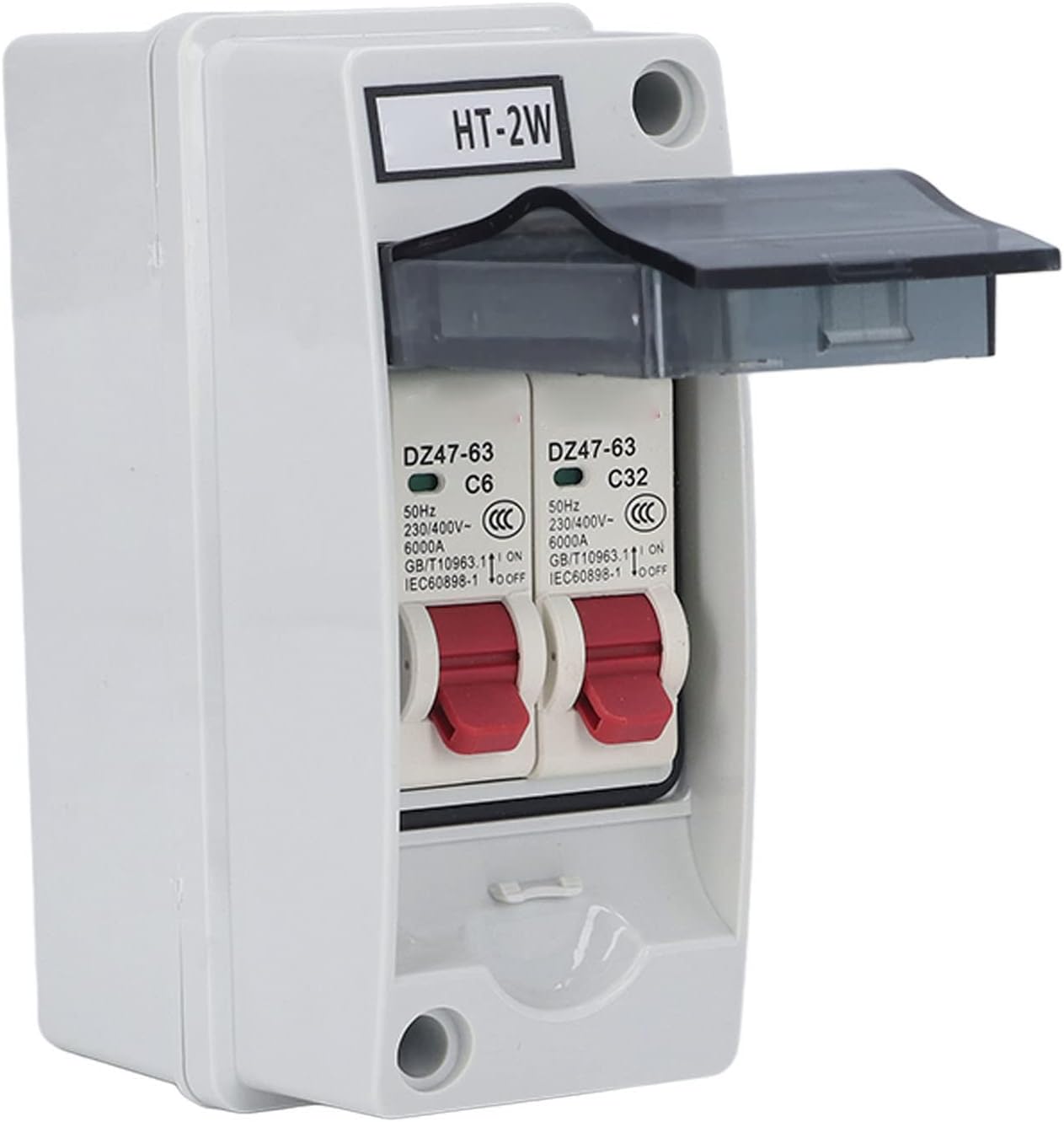 2 Way Distribution Box Circuit Breakers with Waterproof Distribution Case Distribution Box for Outdoor(16A 32A)