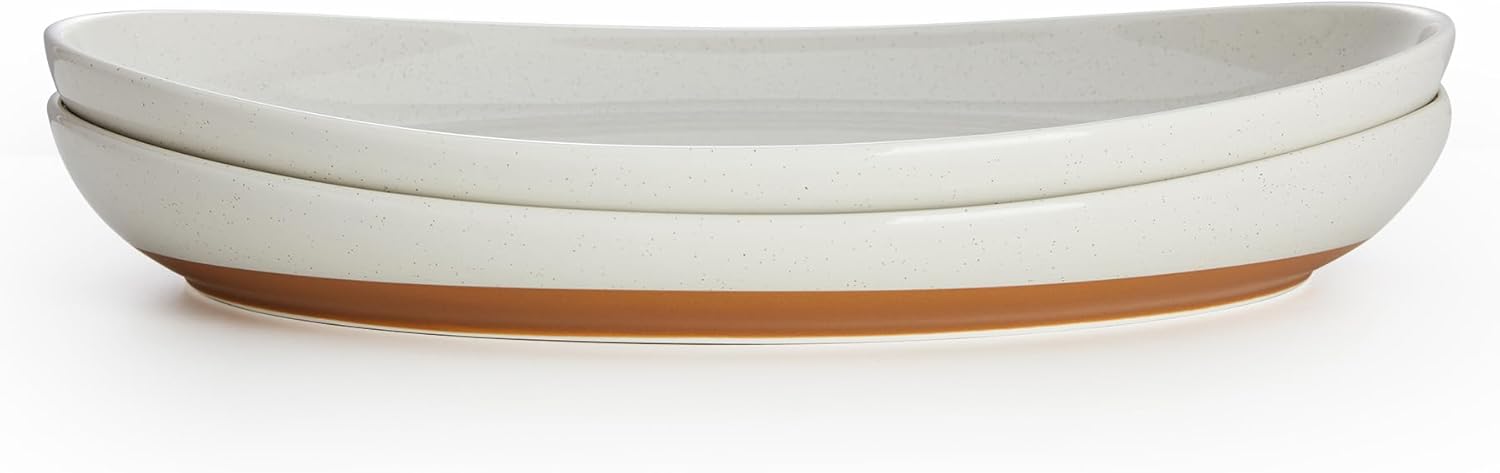 Sweese Oval Serving Platters, 14.5 Inch Dove Grey Porcelain Serving Platters for Party, Large Oval Serving Trays Serving Plates for Fish Dish, Steak, Restaurant, Dessert Shop, Set of 2