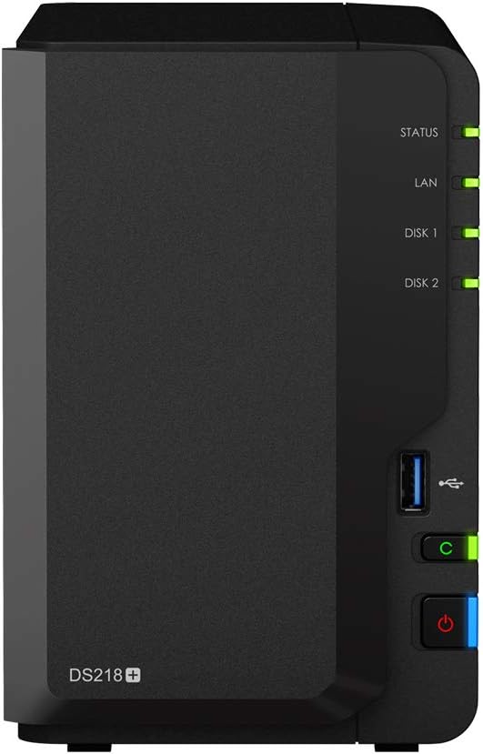 Synology DiskStation DS218+ Mini Desktop NAS Server, Intel Celeron J3355 Dual-Core, 6GB DDR3L SDRAM, 2TB SSD, DSM Software