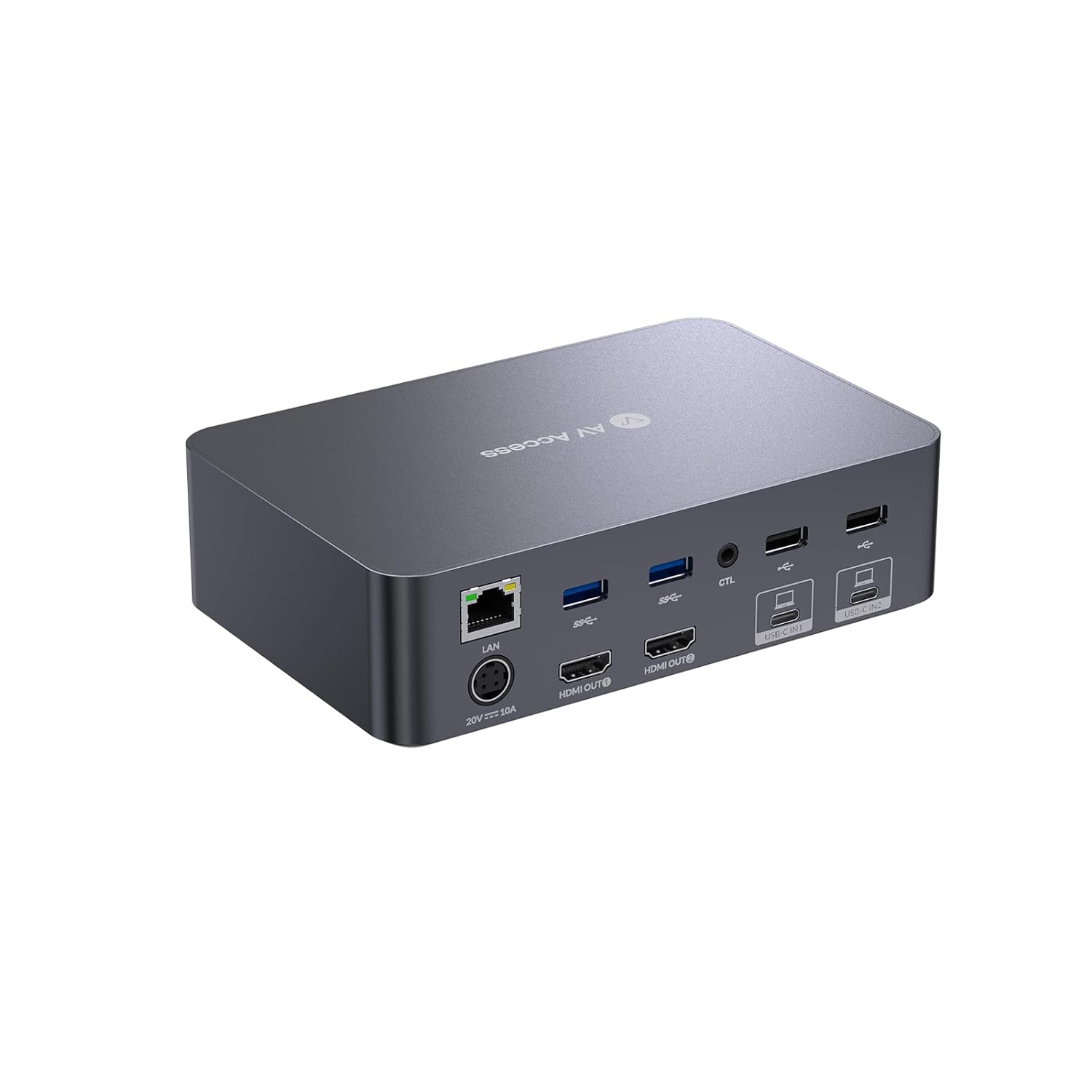 AV Access KVM Switch Dock 2 Monitors 2 Laptops, 4K KVM Switch Dual Monitor, 2 USB-C MST Ports, 60W PD for Each PC, 1G Ethernet, EDID Emulation, 2K@144Hz, 1080P@240Hz, Ideal for Home Office & Gaming