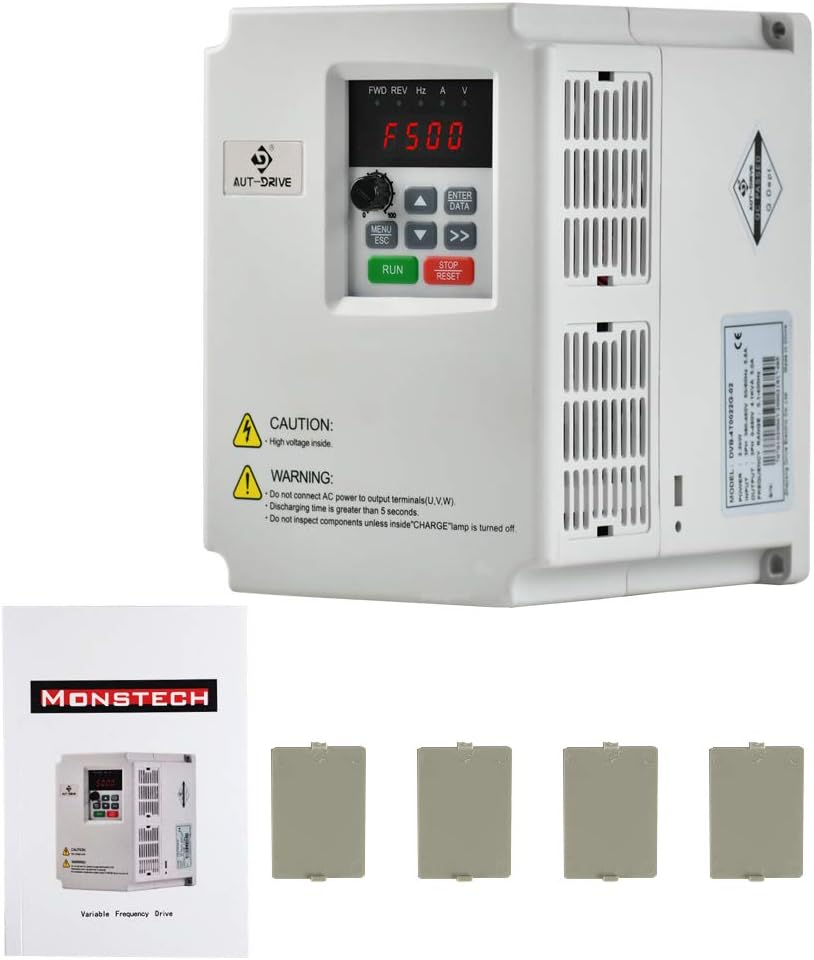 Monstech Variable Frequency Drive VFD AC 220V (2.2) KW (3) HP Inverter Frequency Converter for Spindle Motor Speed Control (Single Phase Variable Speed Control Drive Single-phase Input)