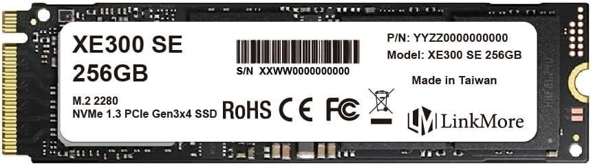 LinkMore XE300 SE 256GB PCIe Gen3 NVMe M.2 2280 Internal Solid State Drive, Gen3.0X4 Read Speed up to 2100MB/s, Write Speed up to 1500MB/s