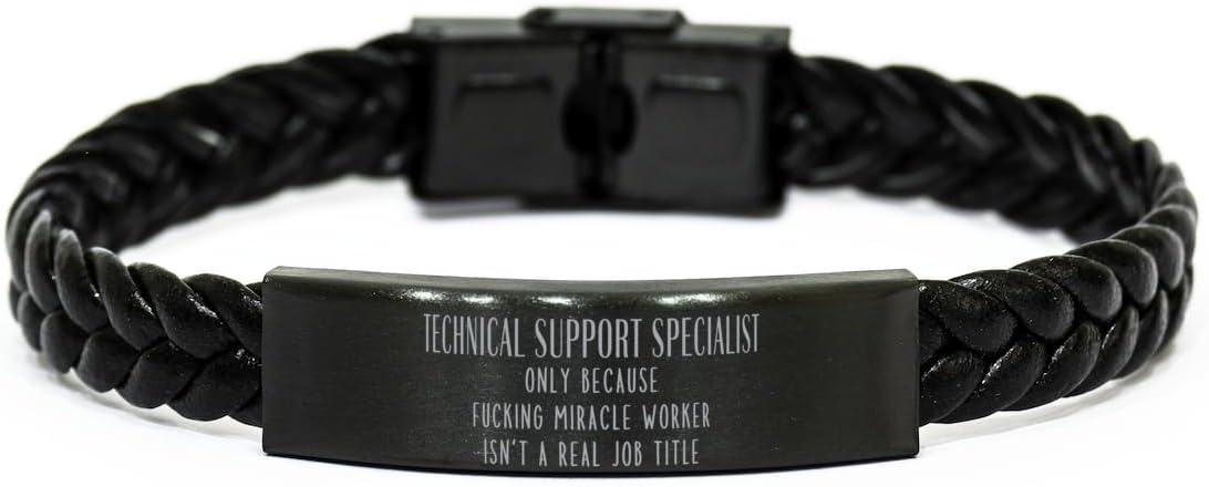 Coworker Technical Support Specialist Braided Leather Bracelet Technical Support Specialist Only Because Fucking Miracle Worker Isn’t a Real Job Title, Adjustable Technical Support Specialist