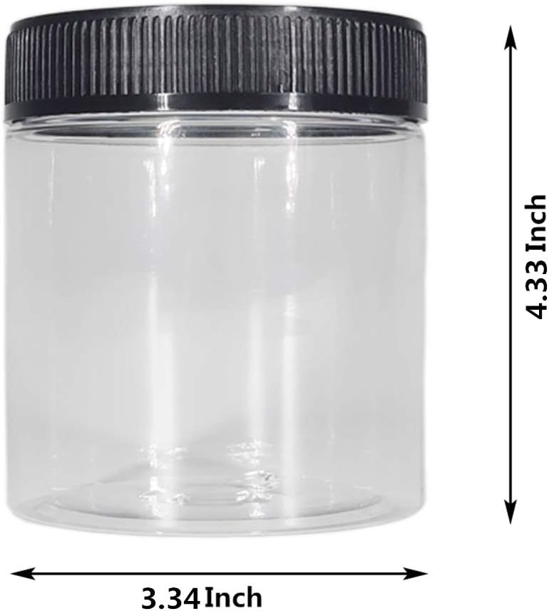 16oz Clear Plastic Jars With Lids, Airtight Container Ideal For Dry Food, Peanut Butter, Honey Jam, Cream, Bathroom and Storage(set of16)