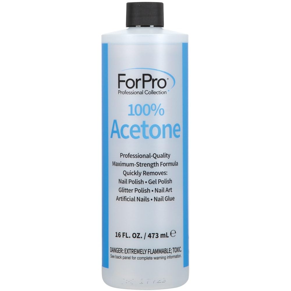 ForPro Professional Collection 100% Pure Acetone, Professional Nail Polish Remover for Natural, Artificial, Acrylic & Sculptured Nails, Removes Gel Polish, Nail Glue, Nail Art & Glitter, 16 fl. oz.