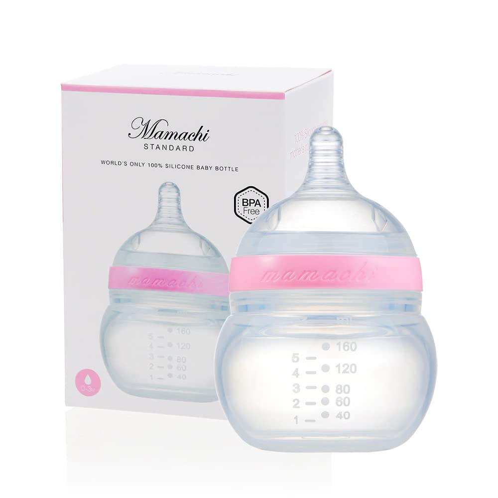 Mamachi 100% Silicone Baby Bottle Standard I Silicone Feeding Bottle Large I Breast Feeding Bottle I Baby Milk Bottle I Silicone Baby Bottles I Pink Standard Bottle Large