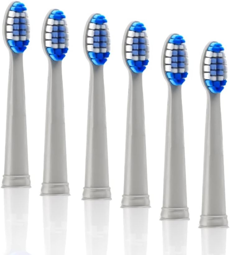 6-Pack Pop Sonic Replacement Electronic Toothbrush Heads, Compatible with Go Sonic, USB, Pro Sonic Toothbrushes w/Soft Dupont Tynex Nylon Bristles