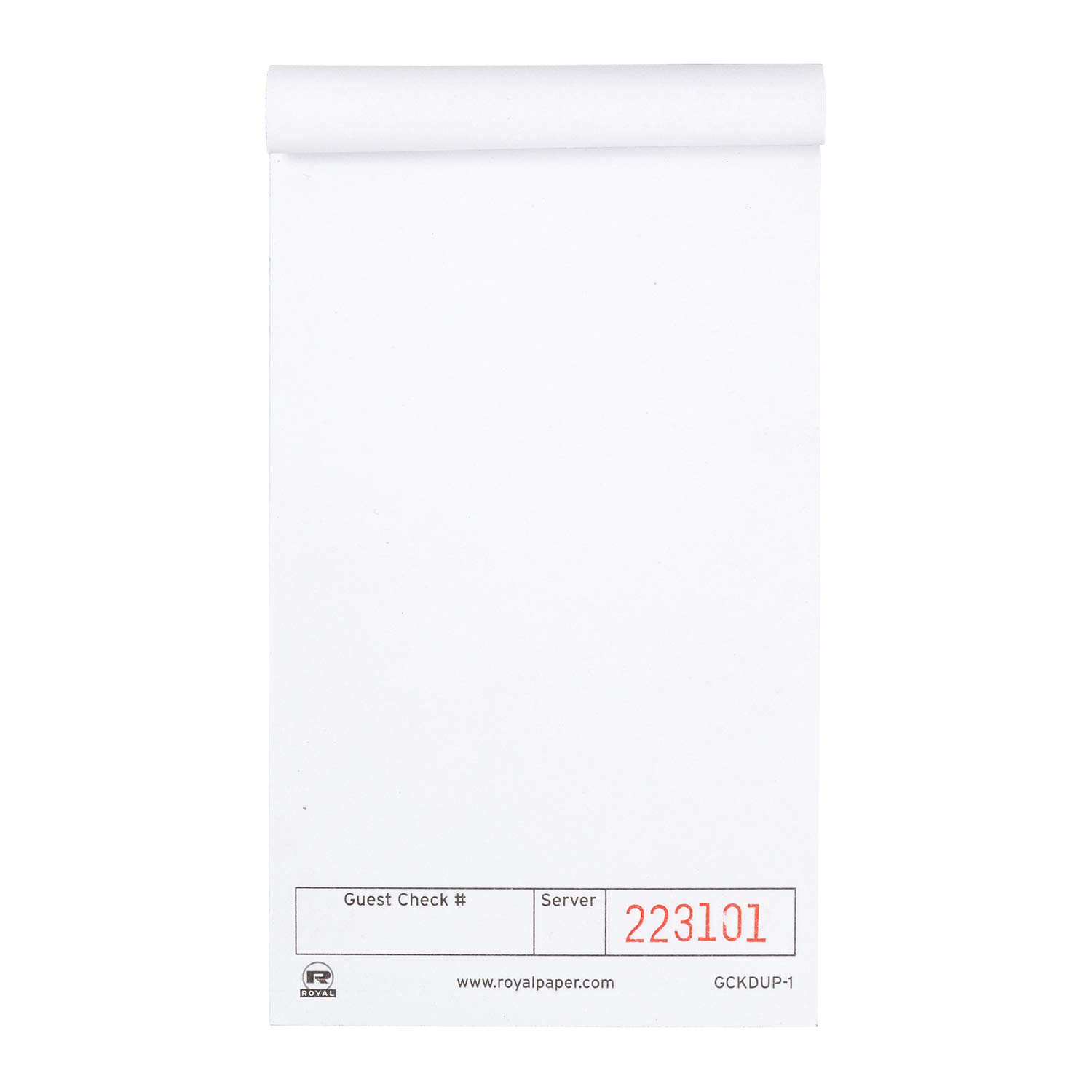 AmerCare Royal White Unlined Guest Check Paper Receipt Book, Carbonless Order Book, 1 Part Booked, Case of 100 Server Notepad Books