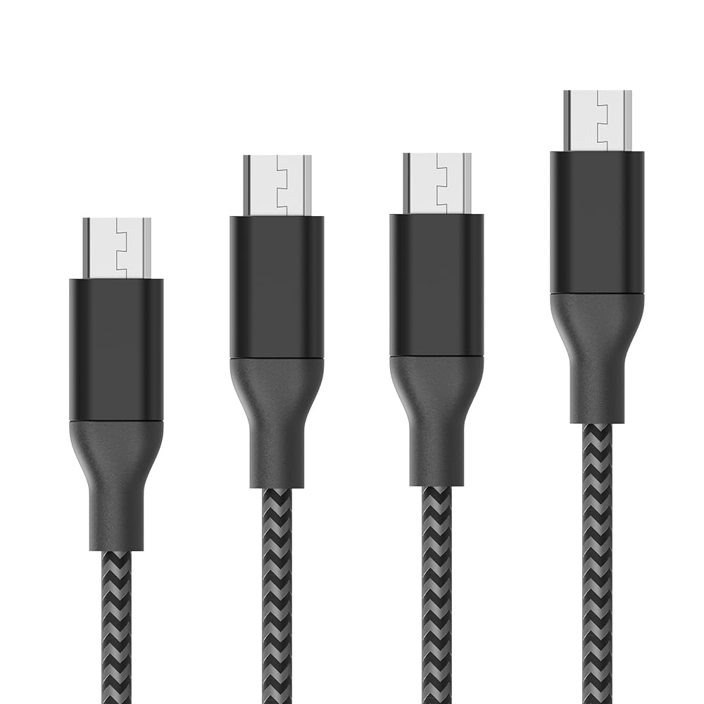 Micro USB Cable, Android Charger, 4Pack (3/6/6/10FT) Unbreakable Micro USB Charger, Micro USB Fast Charging Cords for Android Nylon Compatible with Samsung Galaxy S6,J7 Edge Note 5