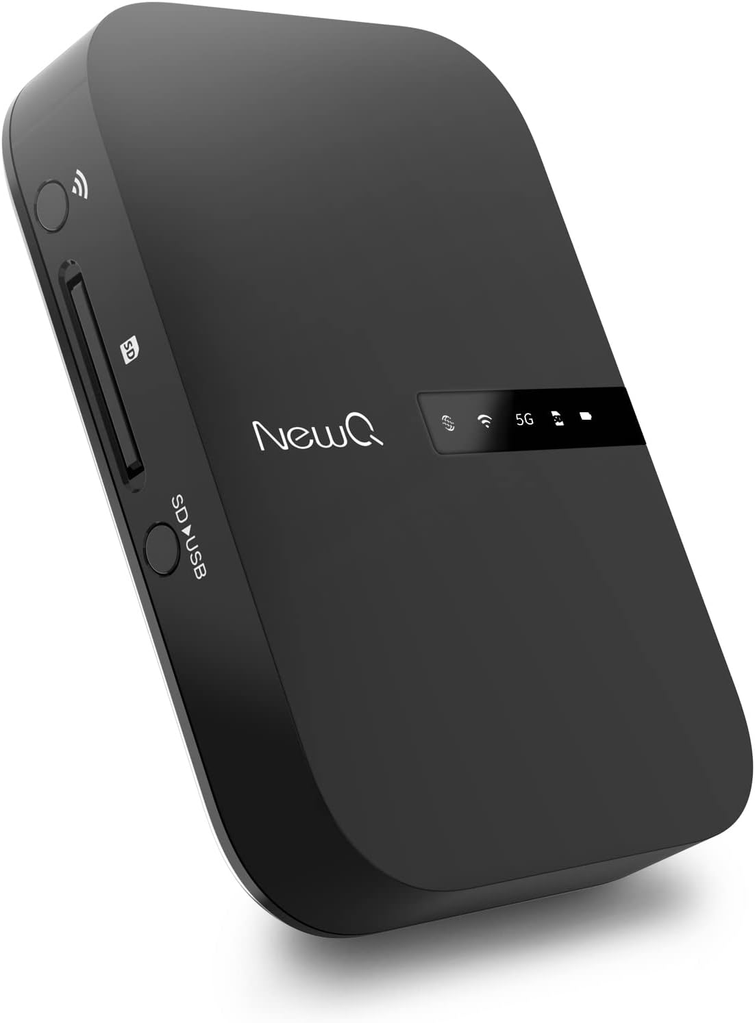 NewQ Filehub AC750 Travel Router: Portable Hard Drive SD Card Reader & Mini WiFi Range Extender for Travel | Wireless Access External Harddrive & USB Storage Device to Backup Photo & Files from iPhone