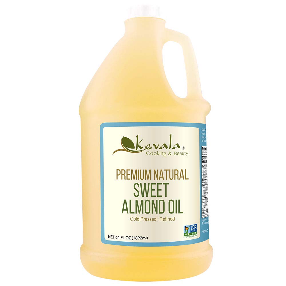 Sweet Almond Oil – Almond Oil for Skin Care and Cooking – Cold Pressed Oil – Premium Oil – Hair and Body Oil – Hexane Free – 1/2 Gallon / 64 fl oz