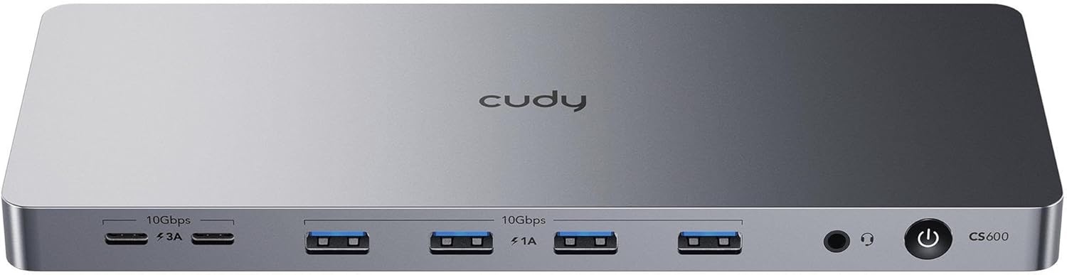 Cudy USB 3.2 Gen 2 Dual 4K 60Hz Display Docking Station, Up to 2 Monitor Display, 10Gbps USB C, 2 HDMI & Display Ports, 1000Mbps RJ45 Port, 100 Watts PD, 150 Watts PSU, DisplayLink, CS700