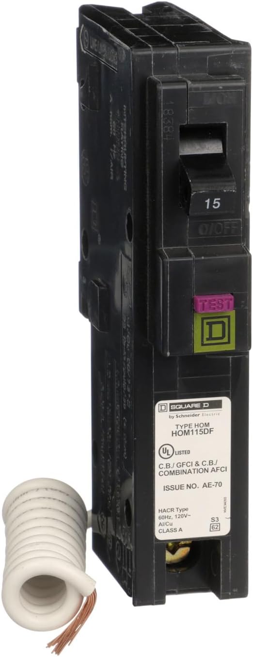 Square D by Schneider Electric Square D – HOM115DFC Homeline 15-Amp Single-Pole Dual Function Circuit Breaker, 1-Inch Format