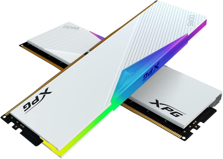 XPG Lancer RGB DDR5 6400MHz 32GB (2x16GB) CL32 UDIMM 288-Pins Desktop SDRAM DDR5 Dual Channel RAM Kit White Heatsink (AX5U6400C3216G-DCLARWH)