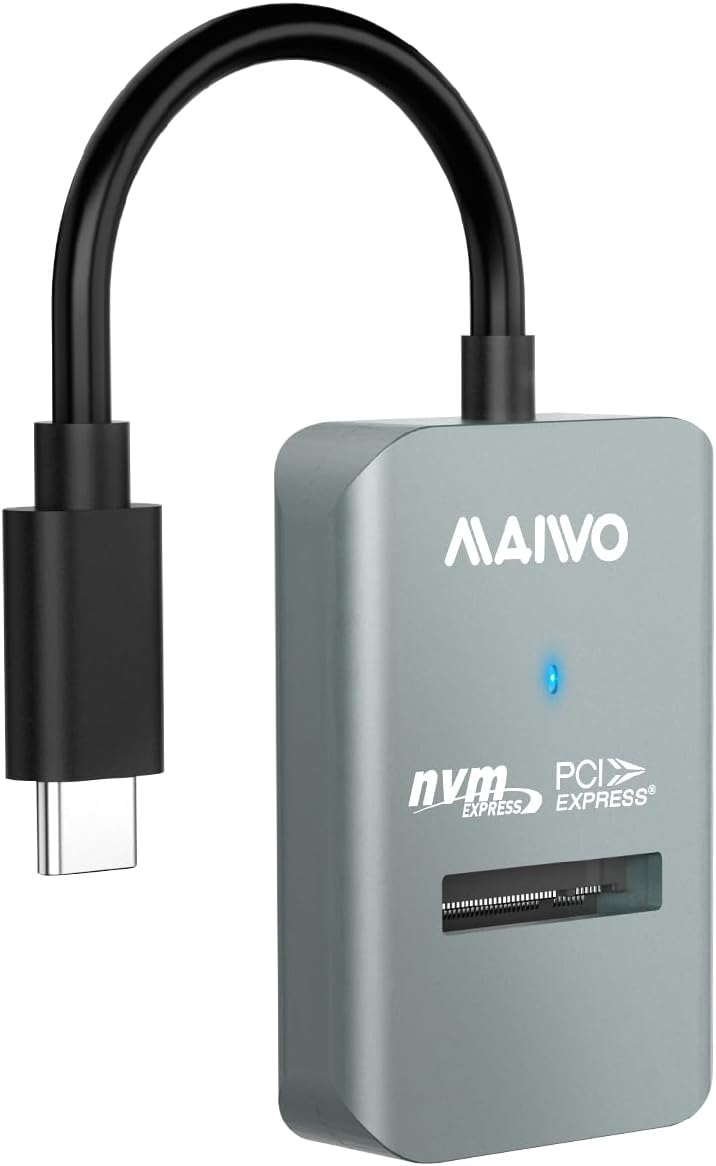 MAIWO M.2 NVMe to USB Adapter, USB C PCIe NVMe Dock, USB3.2 GEN2x1 10Gbps with UASP Trim, 4TB Capacity, Tool Free Lay-Flat NVMe SSD Enclosure Reader