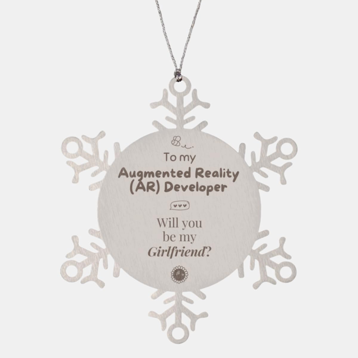 Augmented Reality (AR) Developer Gift, Long-Lasting Metal Ornament for Girlfriend, Proposal Card Hanging, I Love You, Surprise on Christmas Tree | Be My Girlfriend