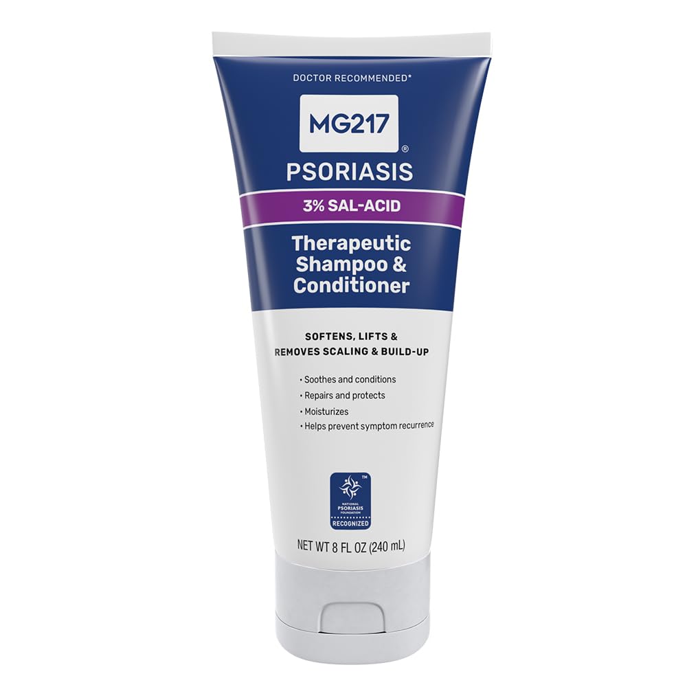 MG217 Psoriasis Shampoo and Conditioner with Salicylic Acid, Therapeutic Scalp Treatment, Softens, Lifts, Removes Scaling, Psoriasis Scalp Treatment, Salicylic Acid Shampoo and Conditioner, 8floz Tube