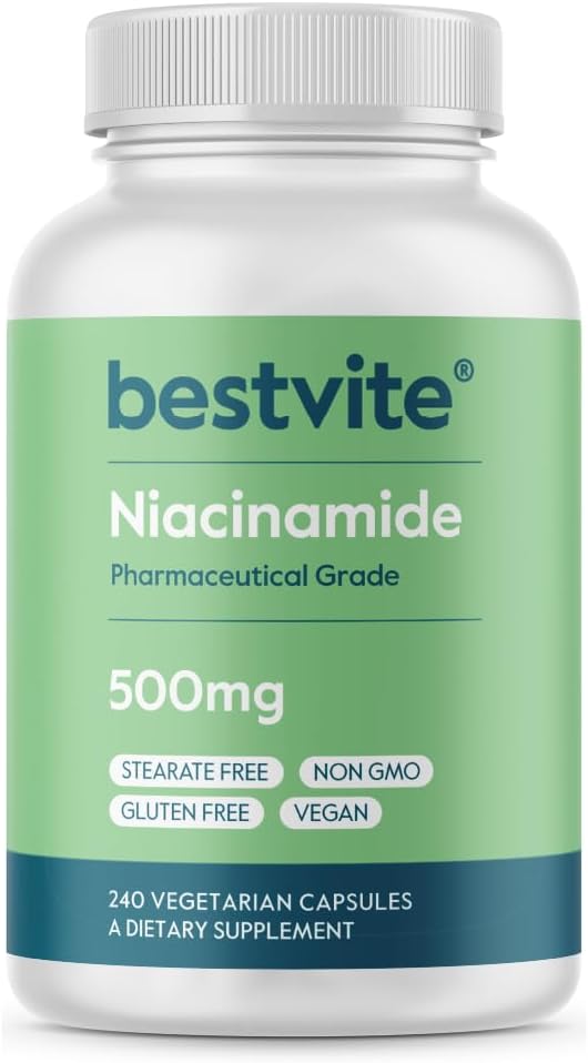 BESTVITE Niacinamide 500mg (240 Vegetarian Capsules) – No Stearates – Vegan – Gluten Free – Non GMO