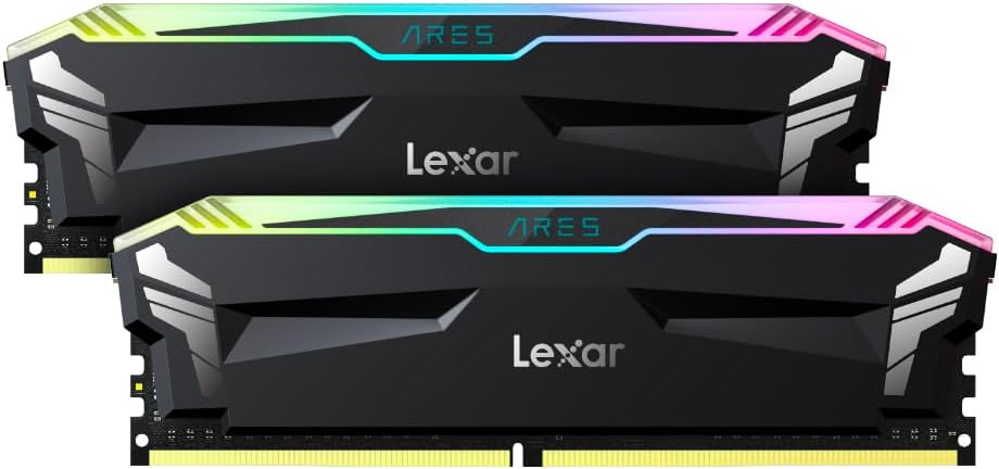 Lexar 16GB (2x8GB) ARES RGB DDR4 RAM 3600MT/s CL18 1.35V Desktop Memory, Compatible with Intel XMP 2.0 and AMD Ryzen, Black (LD4BU008G-R3600GDLA)