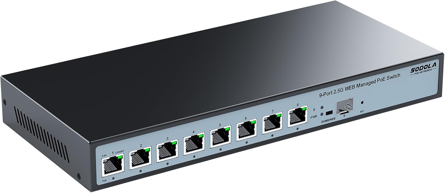 8 Port 2.5G Web Managed PoE Switch 120W|1X 10G SFP+&4 x 2.5GBase-T PoE Ports, Max 90W PoE Output, IEEE802.3af/at/bt,Desktop&Wall Mount 2.5GbE PoE Network Switch