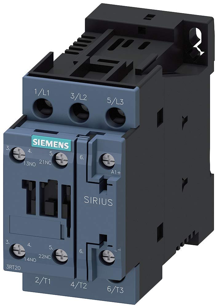 Siemens 3RT20261BB40 IEC Magnetic Contactor, 24VDC, 3 Pole, 25 Amp, 1NO+1NC, Size S0, Screw Terminal