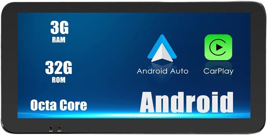 Universal CarPlay/Android Auto Autoradio Android Radio Car Navigation Stereo Pad Multimedia Player GPS 10.33″ IPS Touch Screen Display RDS DSP BT WiFi 1 Din Headunit Tablet Octa Core 3G+32G Rotatable