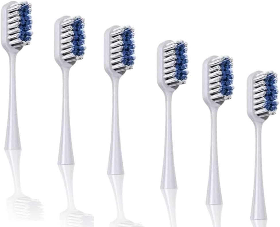 6-Pack Pop Sonic Replacement Toothbrush Heads – Compatiable w/Go Plus – Toothbrush Head w/Super Soft Dupont Tynex Nylon Bristles