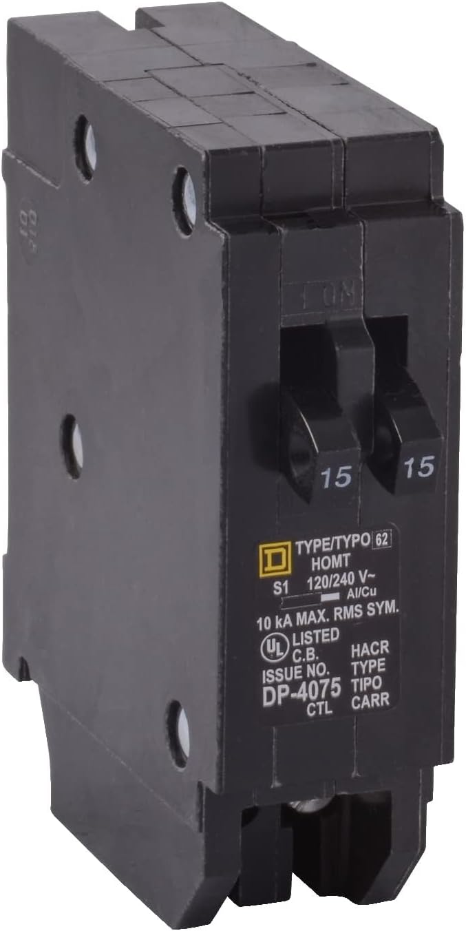 Square D by Schneider Electric HOMT1515CP Homeline 2-15 Amp Single-Pole Tandem Circuit Breaker, No Size, No Color