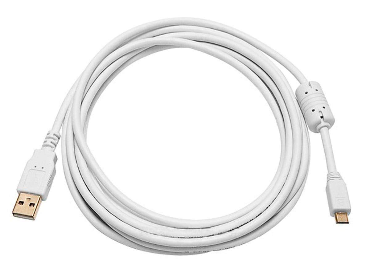 Monoprice USB 2.0 Cable – 10 Feet – White | USB Type-A Male to USB Micro-B Male 5-Pin, 28/24AWG, Gold Plated- Pack of 1