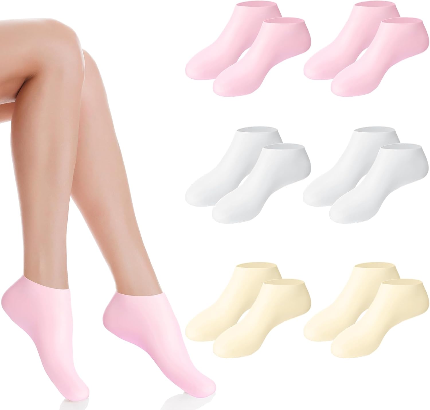 XANGNIER 6 Pairs Silicone Socks for Dry Cracked Feet Women,Moisturizing Foot Mask Exfoliating Silicone Socks,Foot Spa Gel Socks for Cracked Heels,Softening Rough Skin and After Pedicure Care