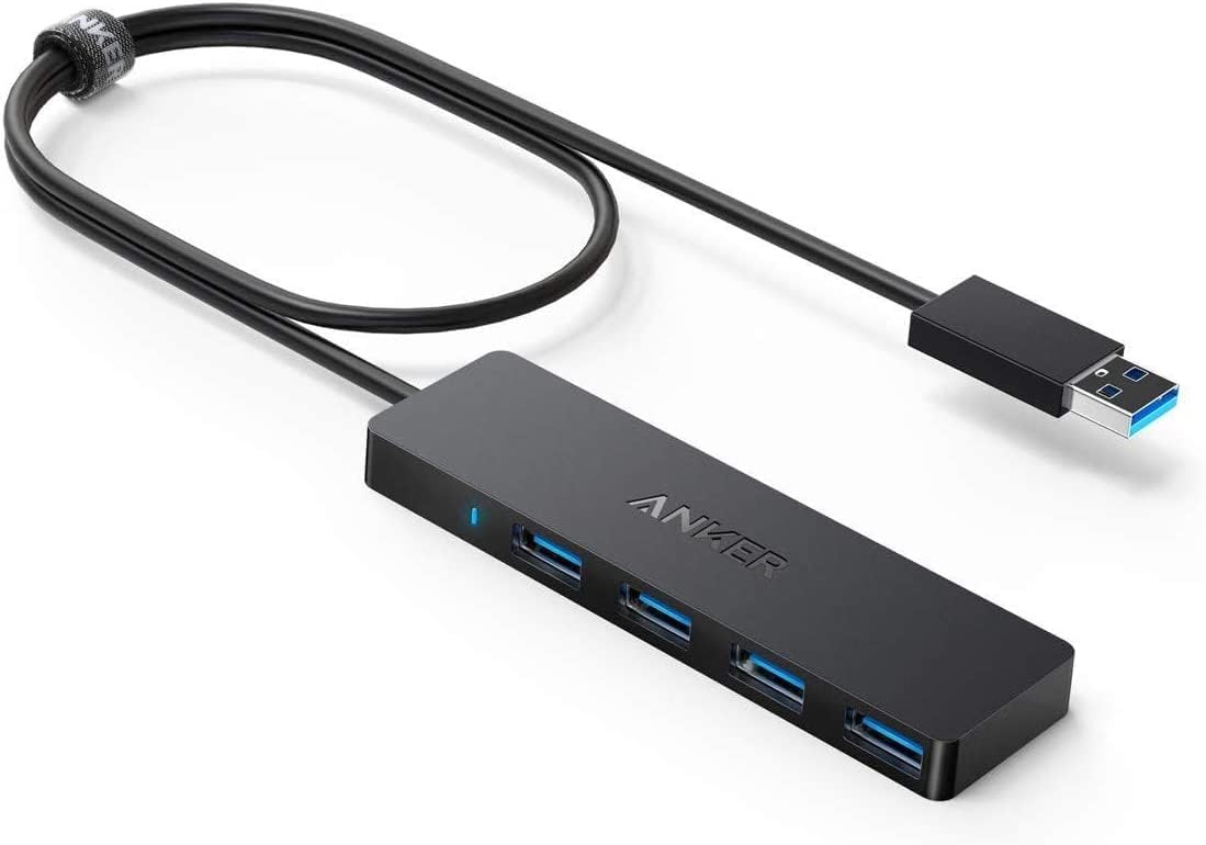 Anker 4-Port USB 3.0 Hub with 5Gbps Data Transfer, Ultra-Slim Data USB Hub [Charging Not Supported], for MacBook, iMac, Surface, Mobile HDD, and More (USB-A, 2 ft)