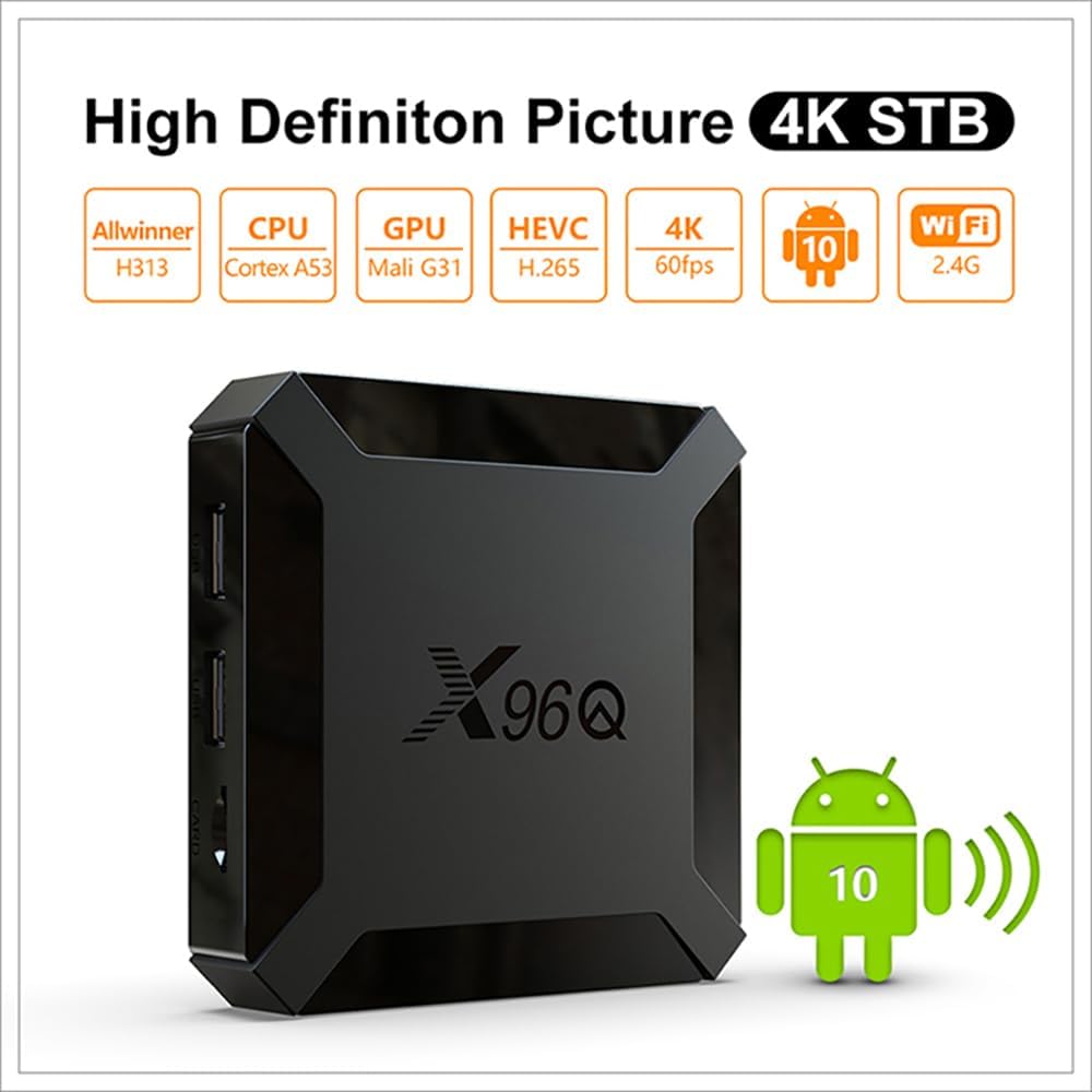 X96Q TV Box Android 10.0 Allwinner H313 Quad-Core 64bit with 2.4G WiFi HD 4K TV Box H.265 3D Smart TV Box