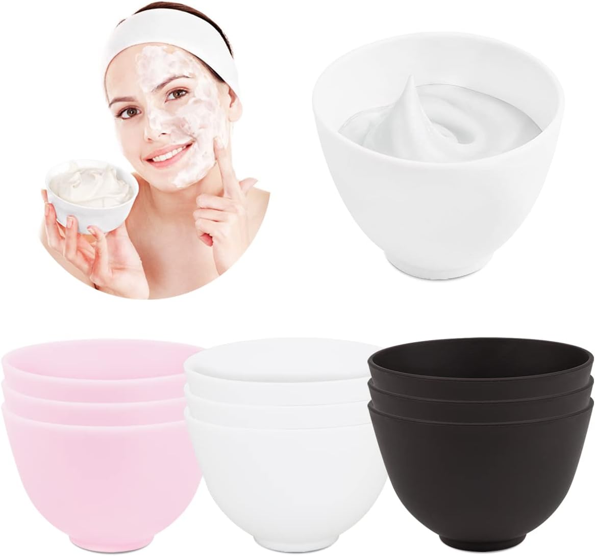 9 Pieces Home Use Silicone Facial Mask Mixing Bowl, Diy Face Mask Mixing Bowl for Facial Mask, Mud Mask and Other Skincare Products, Cosmetic Beauty Tool