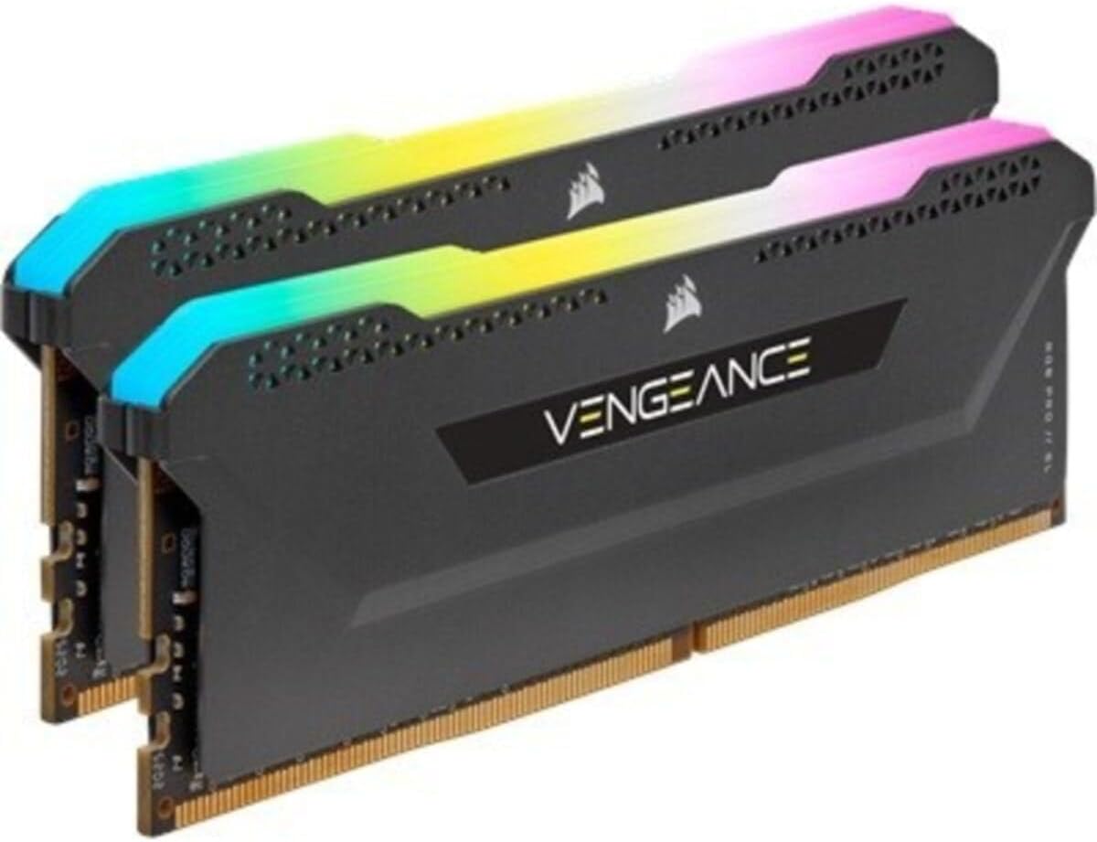 Corsair Vengeance RGB Pro SL 16GB (2x8GB) DDR4 3200 (PC4-25600) C16 1.35V Optimized for AMD Ryzen – Black (CMH16GX4M2Z3200C16)