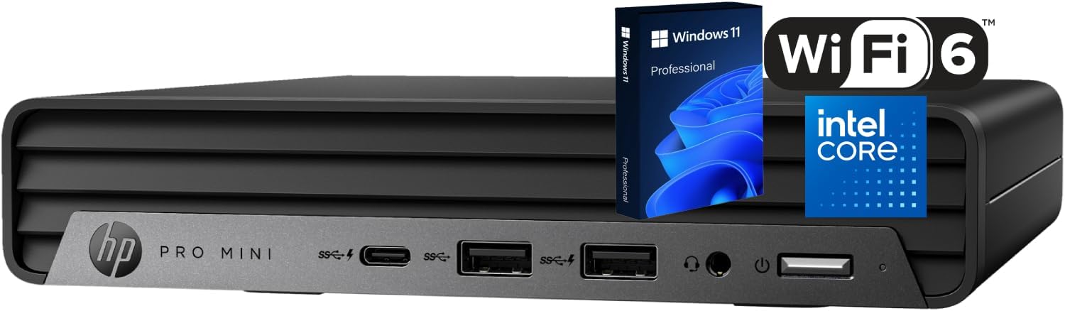 Pro 400 G9 Mini PC Desktop Computer, Intel CPU, 16GB DDR5 RAM, 512GB PCIe SSD, Triple 4K Display Support, USB-C, Ultra-Quiet Design, Bluetooth 5.2, WiFi 6, Keyboard and Mouse, Windows 11 Pro