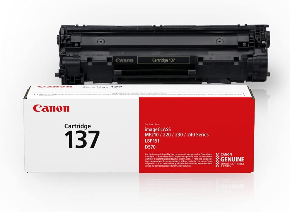 Canon Genuine Toner Cartridge 137 Black (9435B001), 1-Pack ImageCLASS MF212w, MF216n, MF217w, MF244dw, MF247dw, MF249dw, MF227dw, MF229dw, MF232w, MF236n, LBP151dw, D570 Laser Printers