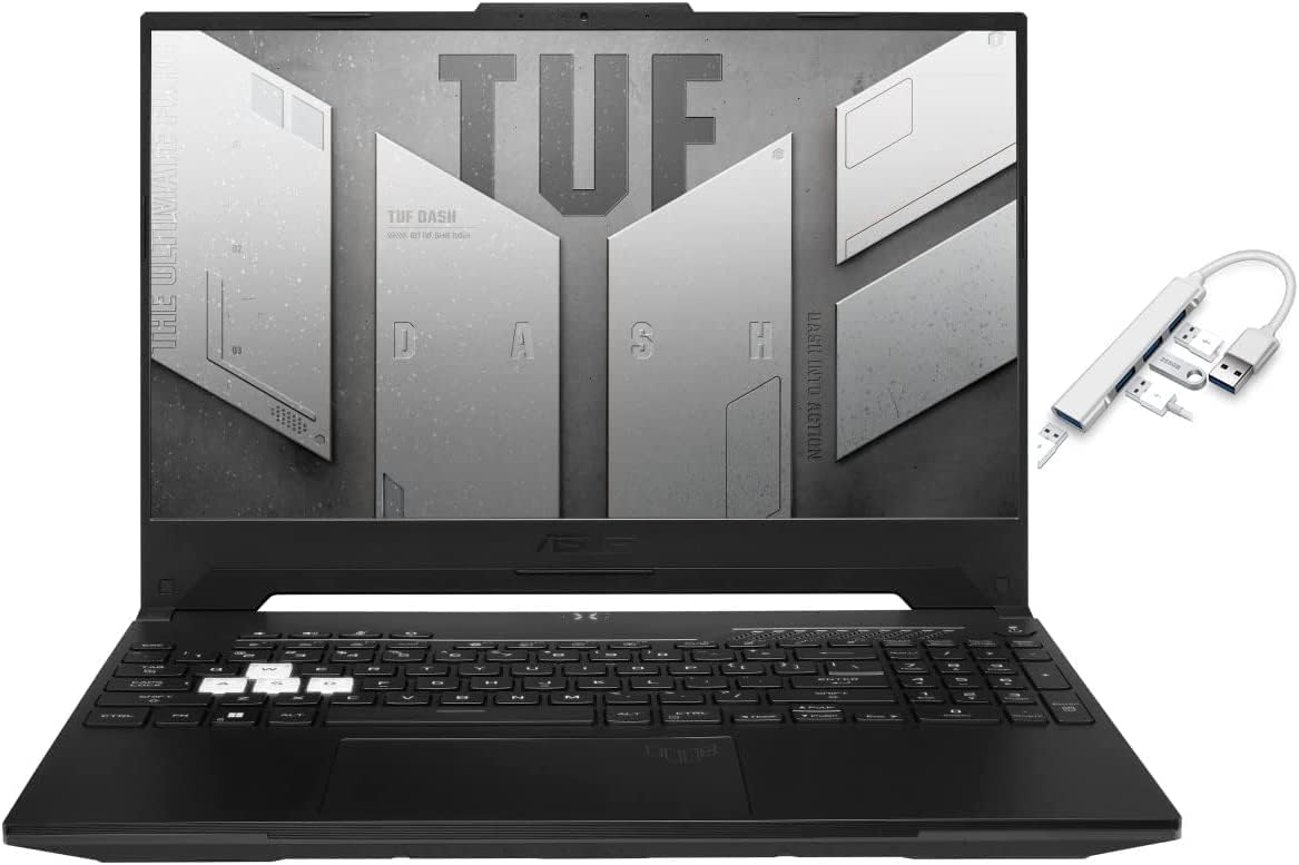 ASUS TUF Dash 15.6″ 144Hz FHD Gaming Laptop | 12th Generation Core i7-12650H | 16GB RAM| 512GB SSD | NVIDIA GeForce RTX 3070 | Backlit Keyboard | Windows 11 Pro | Bundle with USB 3.0 Hub