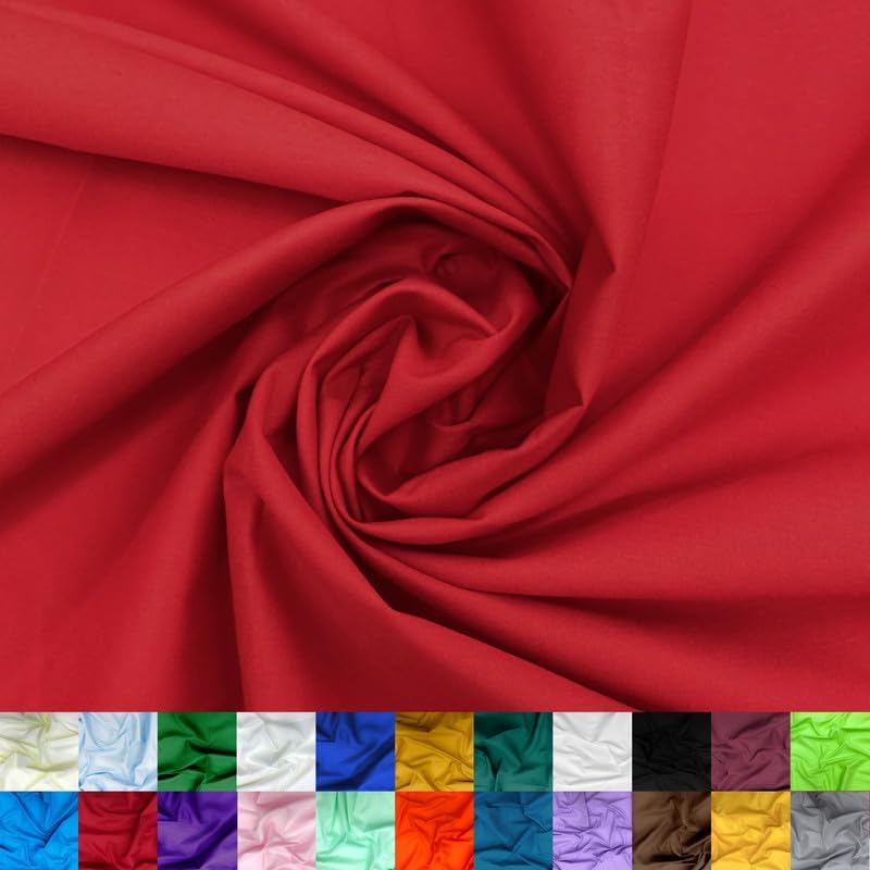 Ice Fabrics Cotton Polyester Broadcloth Fabric by The Yard – 60″ Wide Soft & Breathable Fabric for Sewing – Broadcloth Fabric by The Yard for Apparel, Bedding, Curtains – Red – 2 Yards