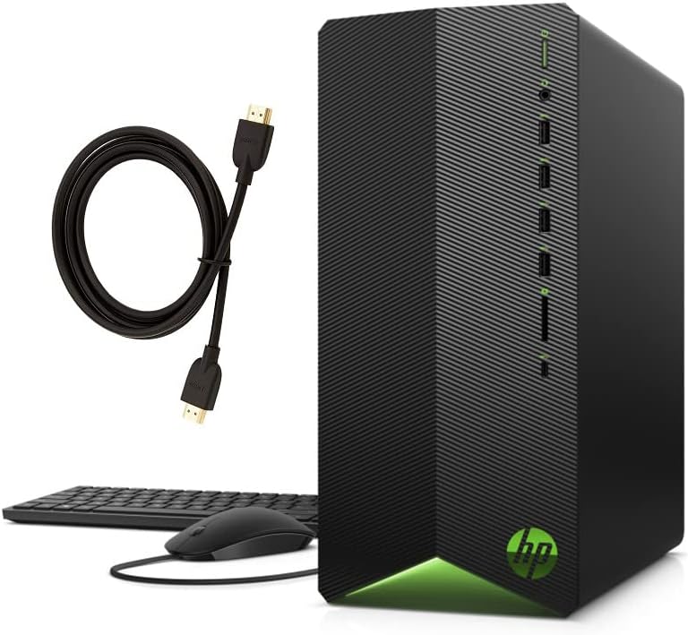 HP Pavilion Gaming Premium Desktop | 10th Generation Intel Core i5-10400F | 16GB RAM | 512GB SSD+2TB HDD | NVIDIA GeForce RTX 3060 | Windows 10 Home | Keyboard and Mouse | HDMI Cable Bundle, Black