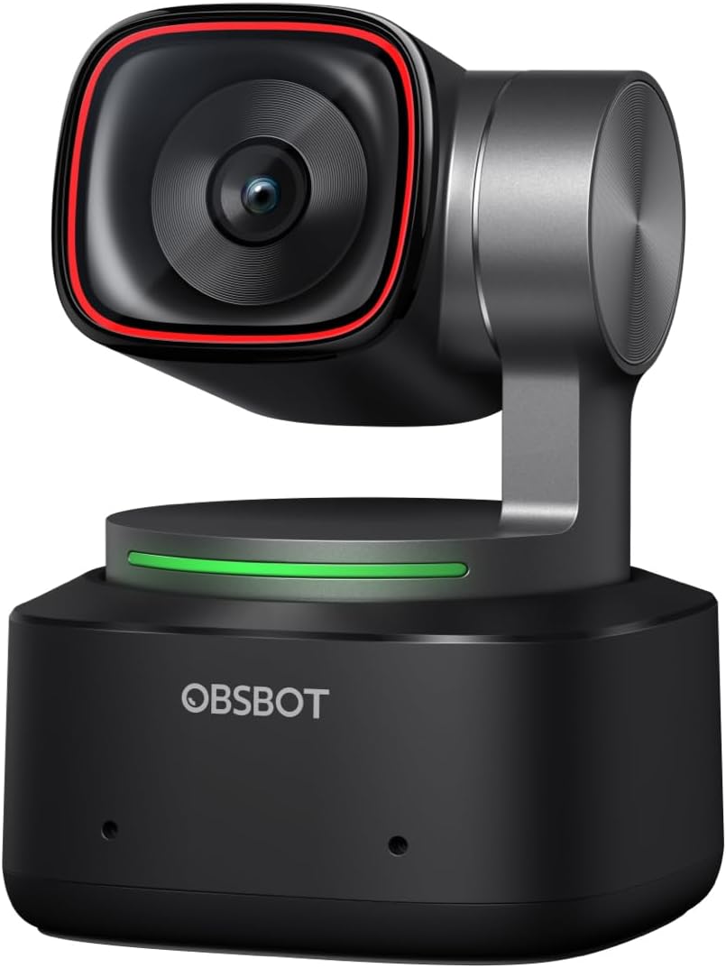 OBSBOT Tiny 2 Webcam 4K Voice Control PTZ, AI Tracking Multi-Mode & Auto Focus, Web Camera with 1/1.5″ Sensor, Gesture Control, 60 FPS, HDR Light Correction, Webcam for PC, Streaming, Meeting, etc.