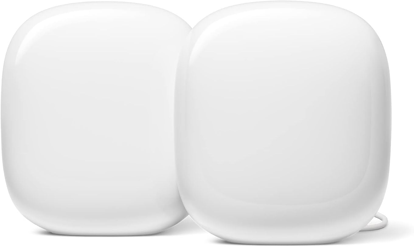 Google Nest WiFi Pro – Wi-Fi 6E – Reliable Home Wi-Fi System with Fast Speed and Whole Home Coverage – Mesh Router – 2 Pack – Snow