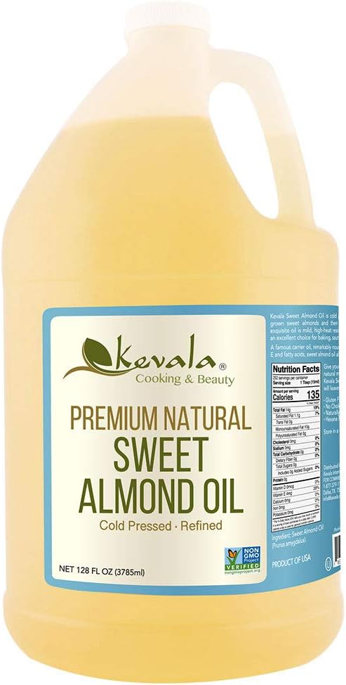 Kevala – Sweet Almond Oil Natural – Almond Oil for Skin and Cooking – Cold Pressed Oil – Premium Natural Oil – 1 Gal – 128 fl oz