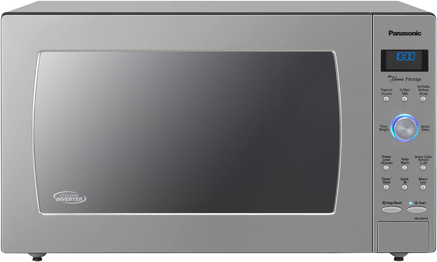 Panasonic Oven with Cyclonic Wave Inverter Technology, 1250W, 2.2 cu.ft. Countertop Microwave with Genius Sensor One-Touch Cooking – NN-SD975S (Stainless Steel/Silver), Stainless