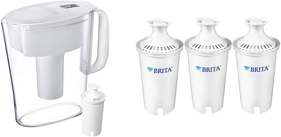 Brita 5 Cup Water Pitcher, White, BPA Free, With 4 Filters