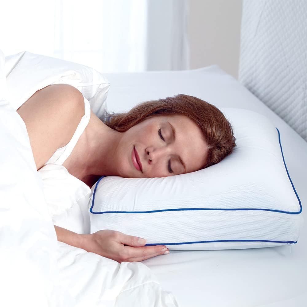 Sleep Innovations Cooling Gel Ventilated Memory Foam Pillow, Standard Size, Soft Breathable Cover and Cooling Gel Memory Foam Core, Head and Neck Alignment, Side Sleepers, Medium Support