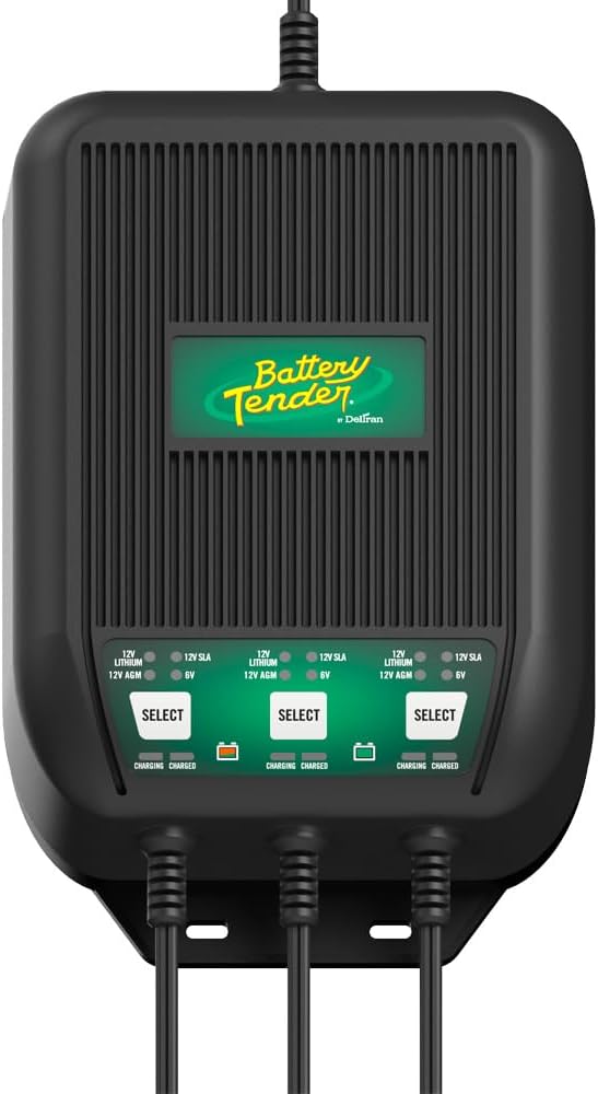 Battery Tender WaveCharge 9 AMP – 3 Bank Multibank Charger – 3 AMPs Per Bank – Selectable 12V / 6V – Smart and Switchable Multi Battery Charger and Maintainer – 022-1003-DL-WH