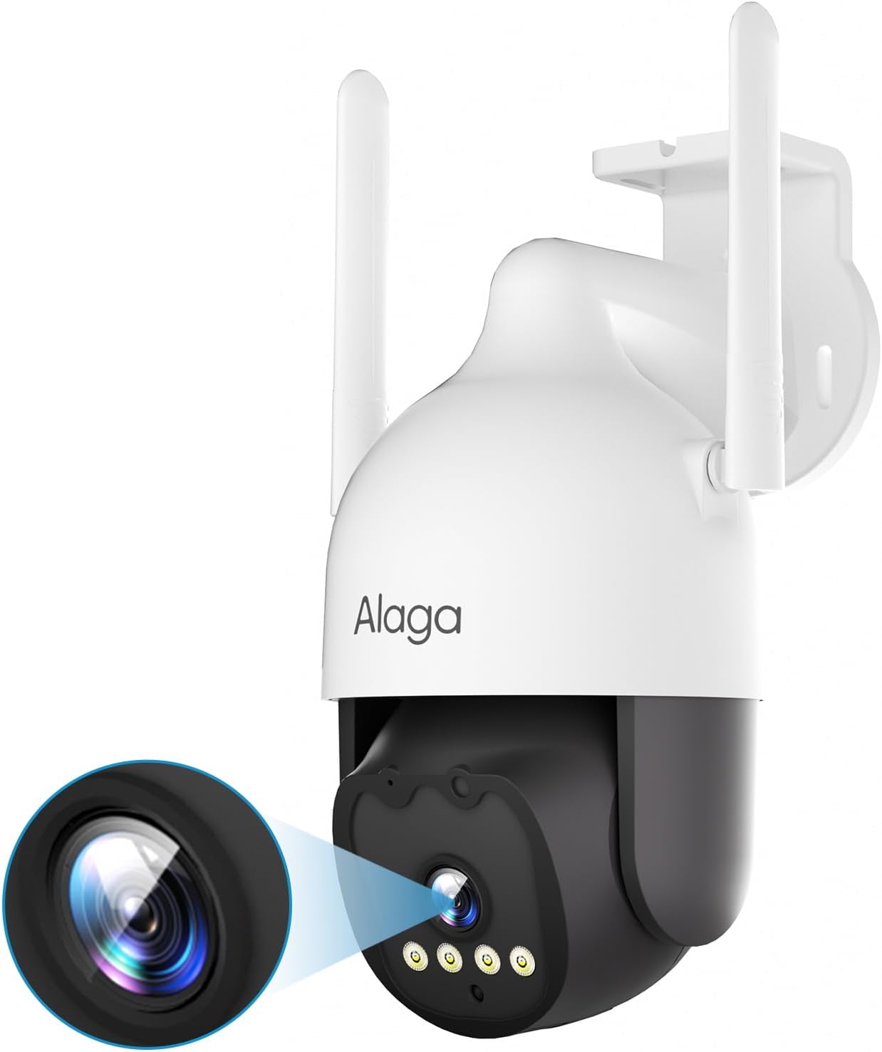 Alaga Wired Outdoor Security Cameras – Black Light Full-Color with MaxColor Night Vision, F1.0 Lens, AI Motion Detection, Dual-Band Wi-Fi, Two-Way Audio, Cloud & Expandable Local Storage